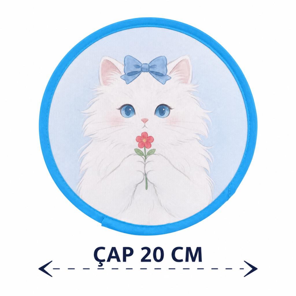 Katlanabilir Mini Yelpaze Kedi Desenli – Taşınabilir Cep Yelpazesi, Çantalı Yazlık El Yelpazesi, Hafif ve Pratik
