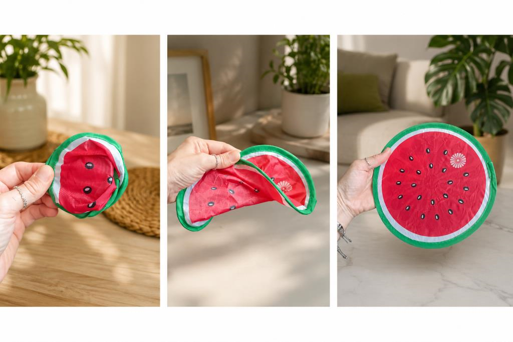Katlanır Mini Yelpaze Karpuz Desenli Taşınabilir El Yelpazesi Çantalı