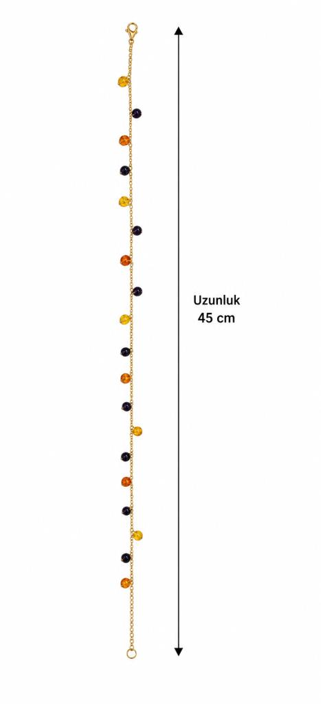Kehribar Çelik Zincir Kolye | Doğal Taş Kadın Kolye
