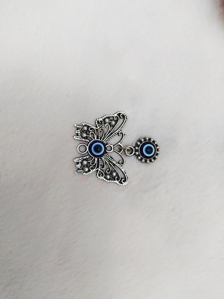 Kelebek Görünümlü Metal Magnet Nazar Boncuklu Mıknatıslı Buzdolabı Süsü 