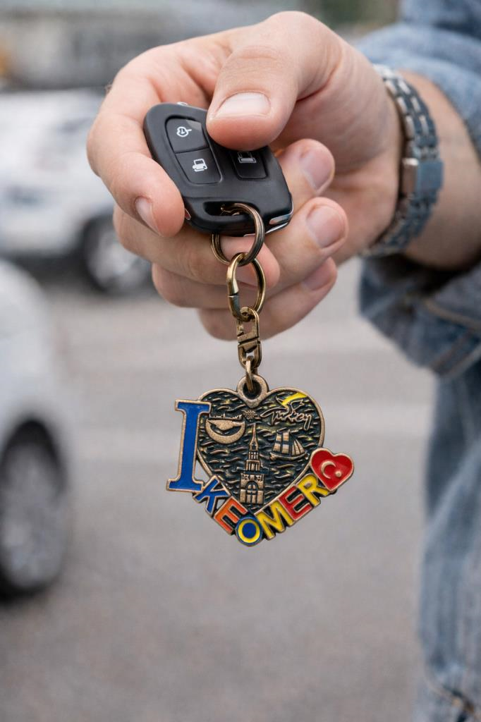 Kemer Anahtarlık | Kalp Figürlü Metal Anahtarlık | Cüzdan & Ev Anahtarlığı (8 cm)