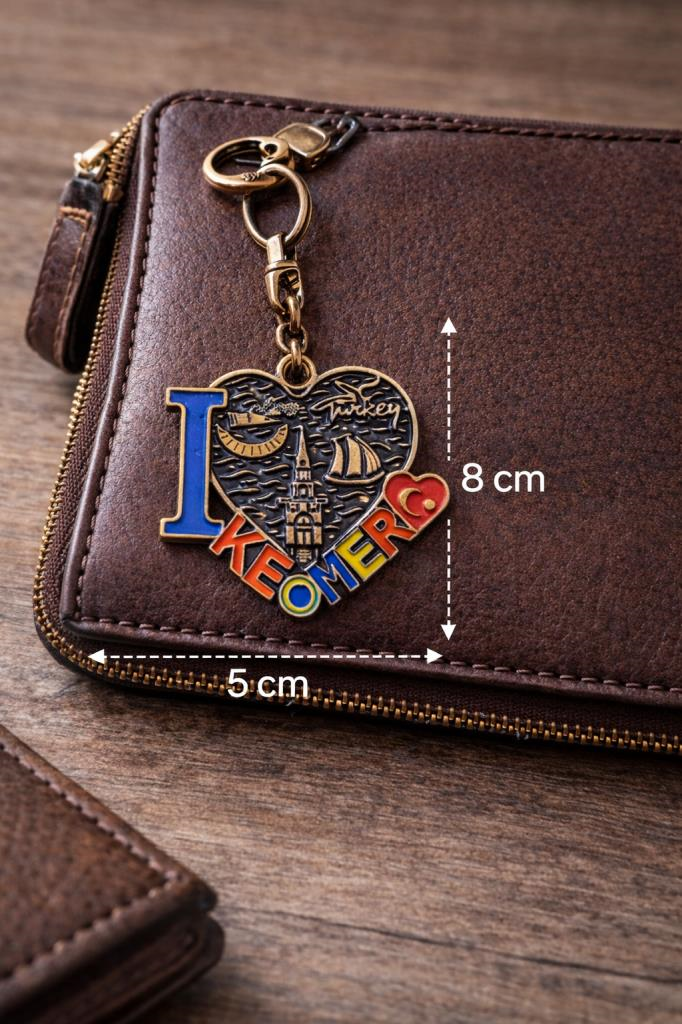 Kemer Anahtarlık | Kalp Figürlü Metal Anahtarlık | Cüzdan & Ev Anahtarlığı (8 cm)