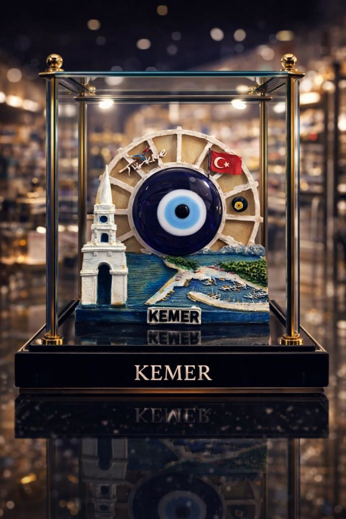 Kemer Temalı Nazar Boncuğu Biblo | Ofis Masa Üstü Dekor & Şık Hediyelik (12×11 cm)