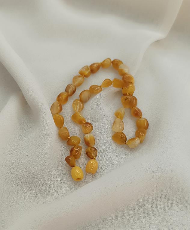 Kolye Kehribar Amber Doğaltaş Düğümlü Bebek Kolyesi 17874
