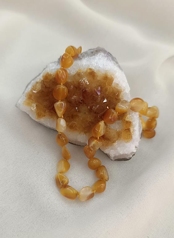 Kolye Kehribar Amber Doğaltaş Düğümlü Bebek Kolyesi 17874