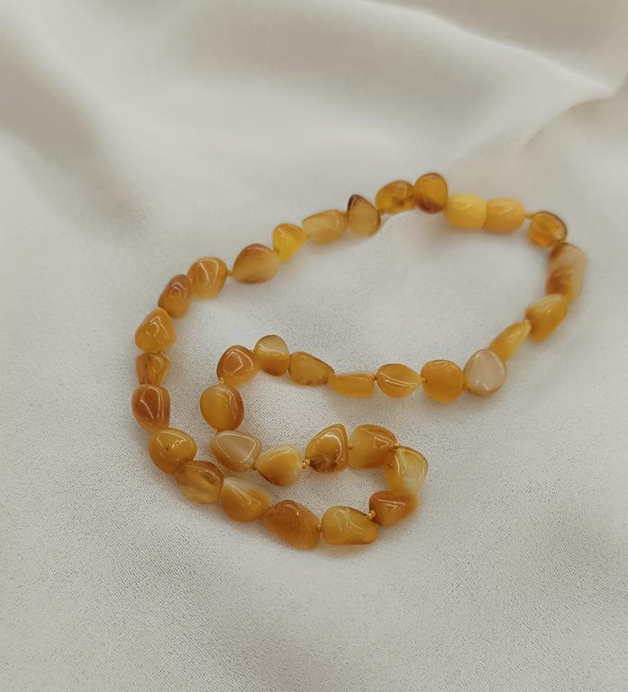 Kolye Kehribar Amber Doğaltaş Düğümlü Bebek Kolyesi 17874