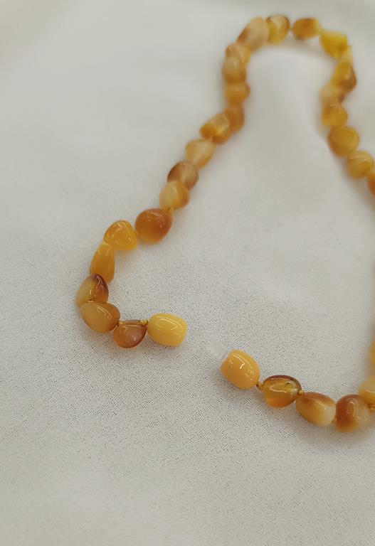 Kolye Kehribar Amber Doğaltaş Düğümlü Bebek Kolyesi 17874