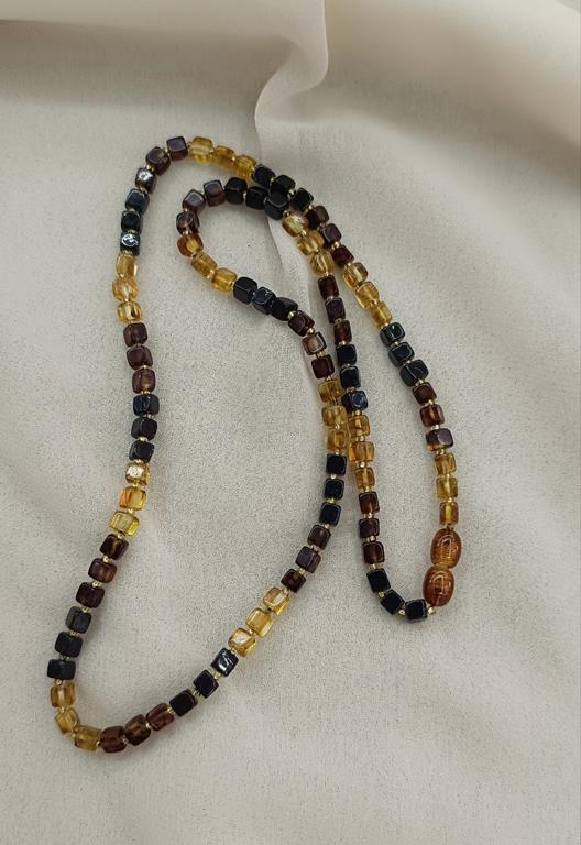 Kolye Kehribar Amber Doğaltaş Küp Kesim Yetişkin Kolyesi