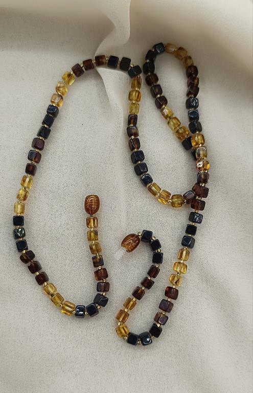 Kolye Kehribar Amber Doğaltaş Küp Kesim Yetişkin Kolyesi