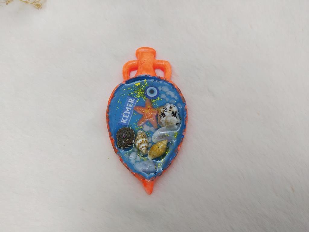 Küp Görünümlü Epoksi Magnet Mıknatıslı Deniz Kabuklu Kemer Yazılı Buzdolabı Süsü