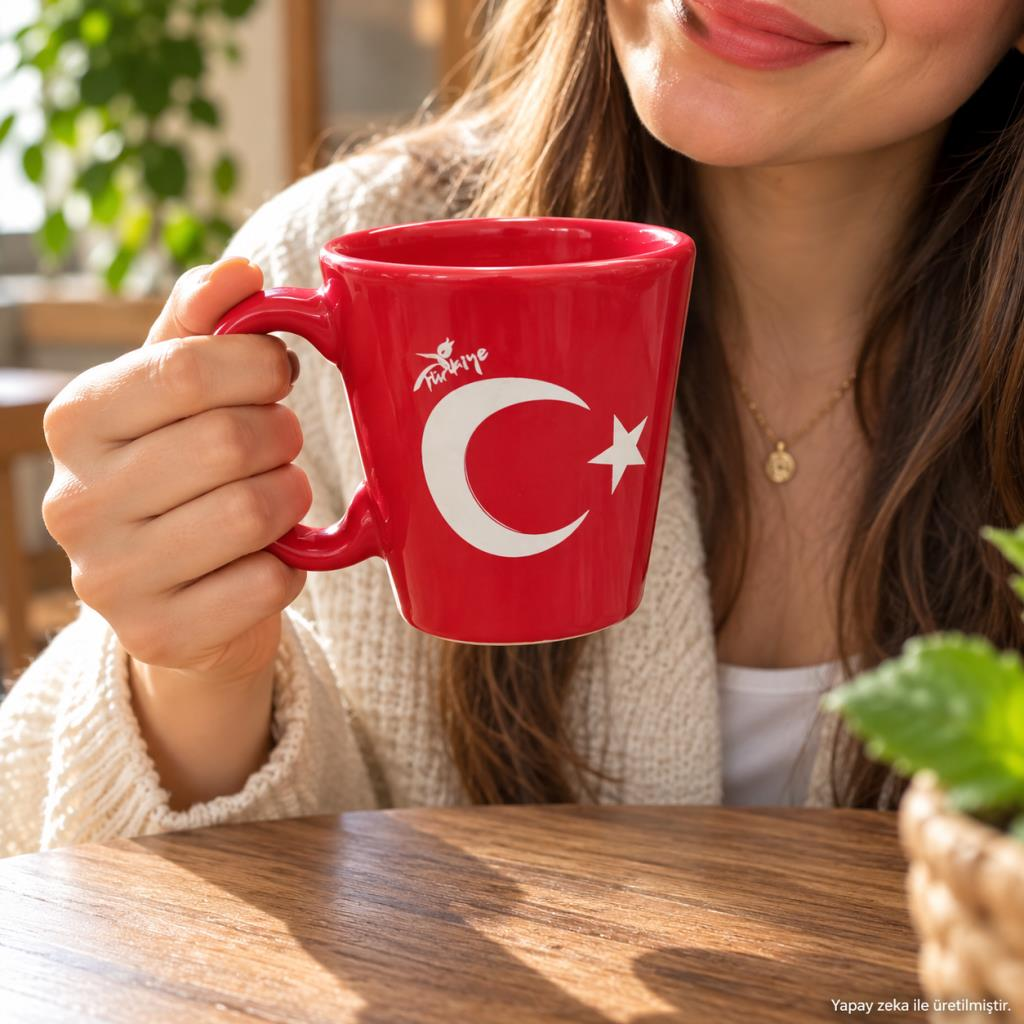 Kupa Bardak 200 ML Türk Bayraklı Ay Yıldız Kahve Çay Kupası