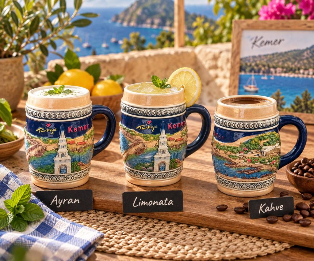 Kupa Bardak 350 ml Seramik Antalya Yöresel Temalı Hediyelik 