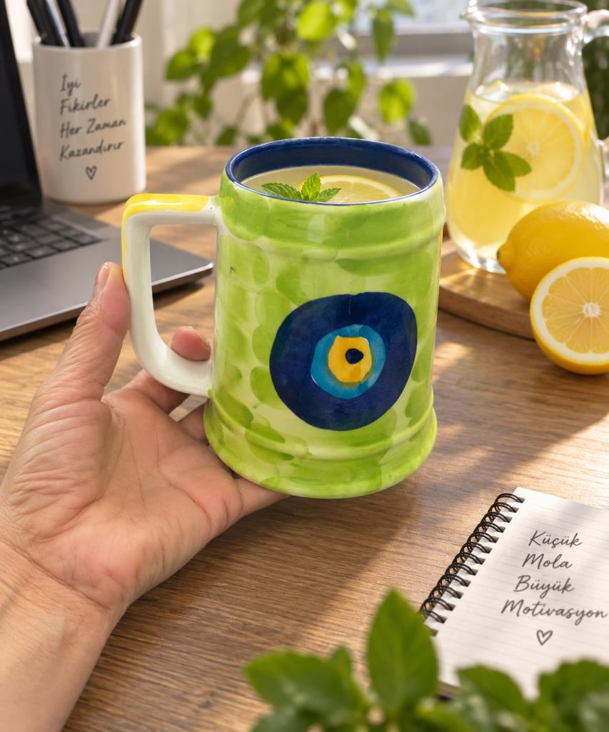 Kupa Bardak 550 ml Nazar Boncuklu Kemer Temalı Yöresel Hediyelik 