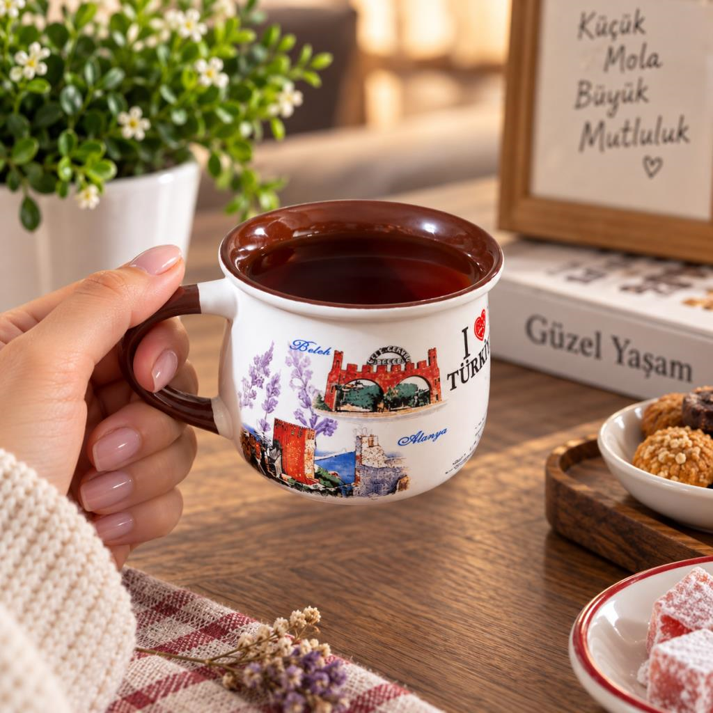 Kupa Bardak Seramik 200 ml Yöresel Türkiye Temalı Kahve Çay Kupası Hediyelik 