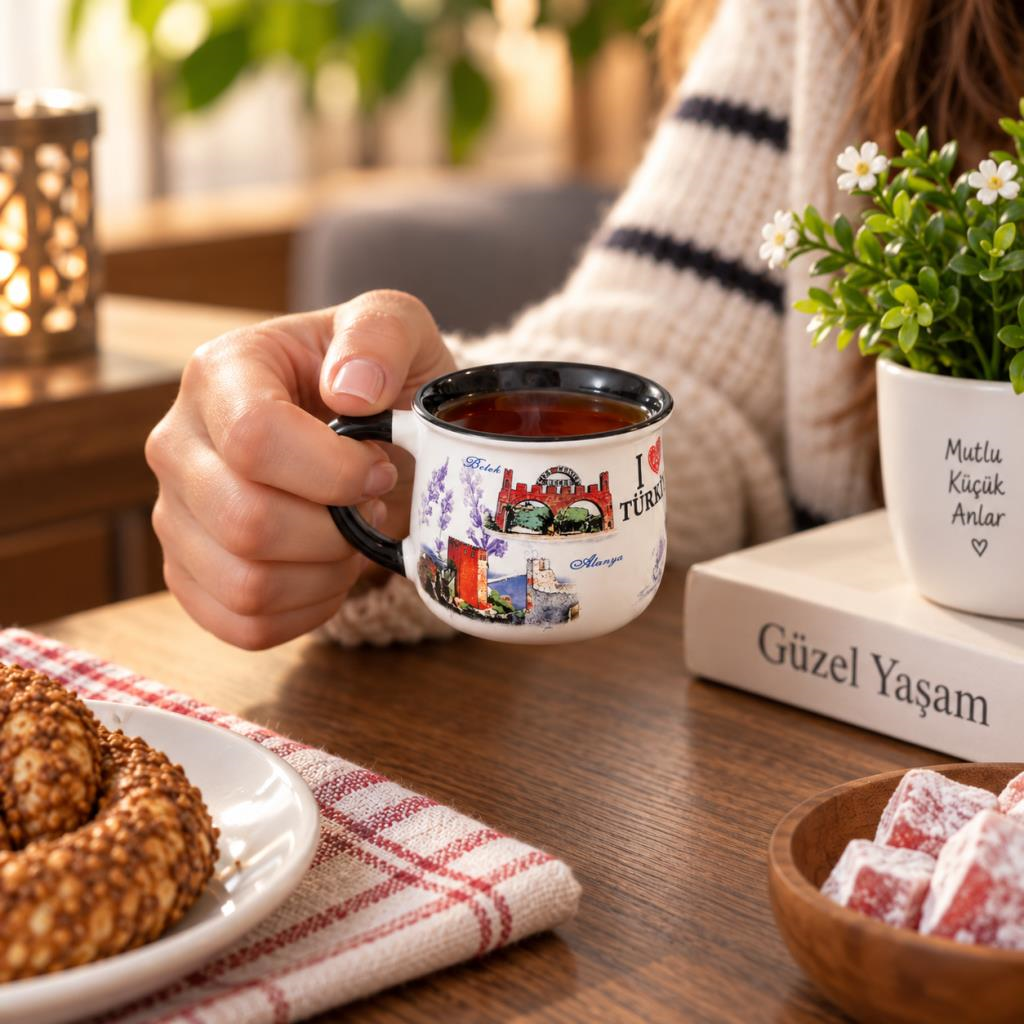 Kupa Bardak Seramik 200 ml Yöresel Türkiye Temalı Kahve Çay Kupası Hediyelik 