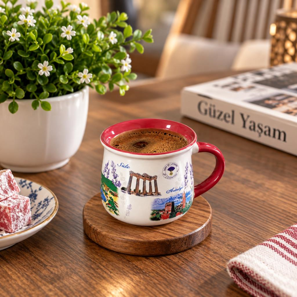Kupa Bardak Seramik 200 ml Yöresel Türkiye Temalı Kahve Çay Kupası Hediyelik 