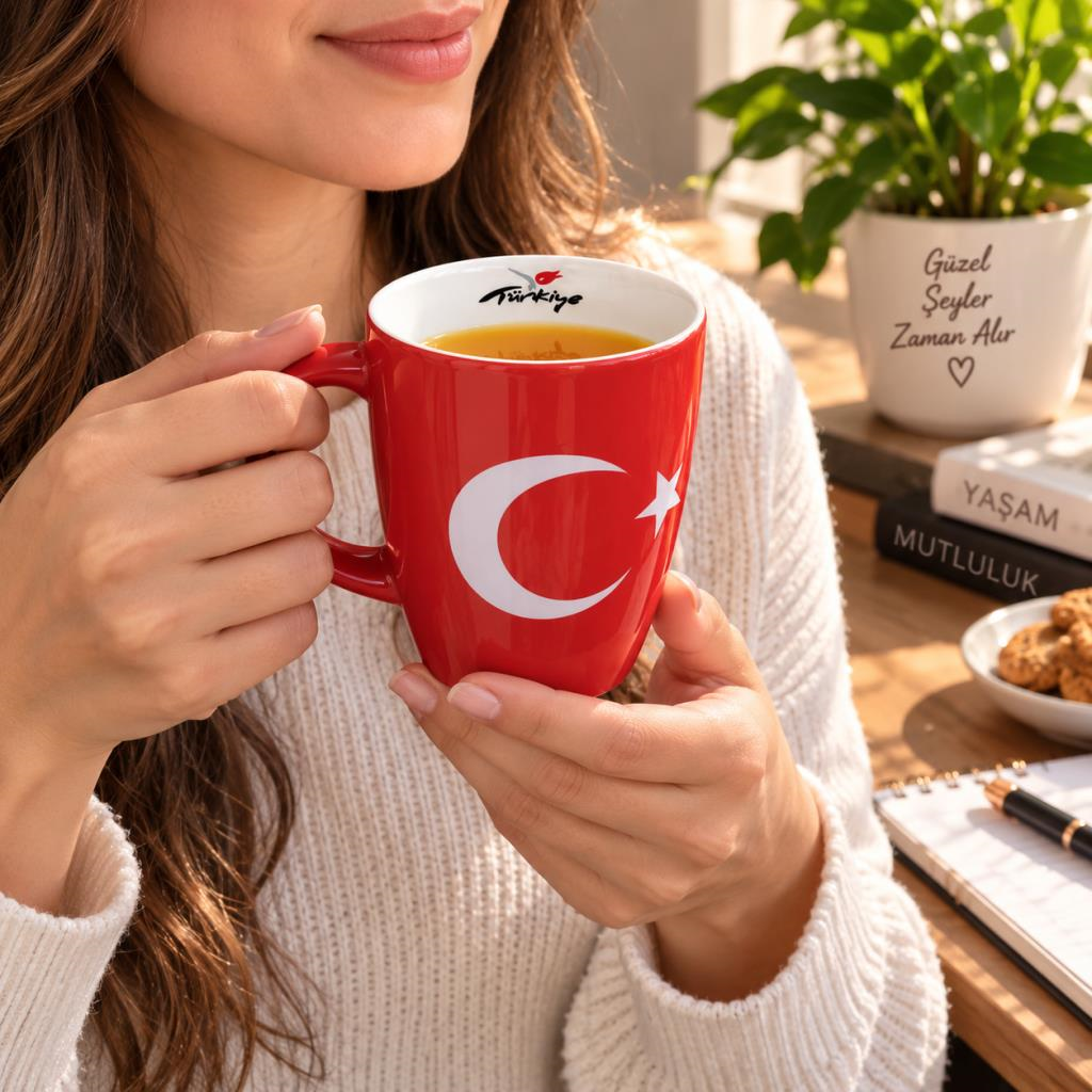 Kupa Bardak Türk Bayraklı 330 ml Türkiye Temalı Kahve Çay Kupası 
