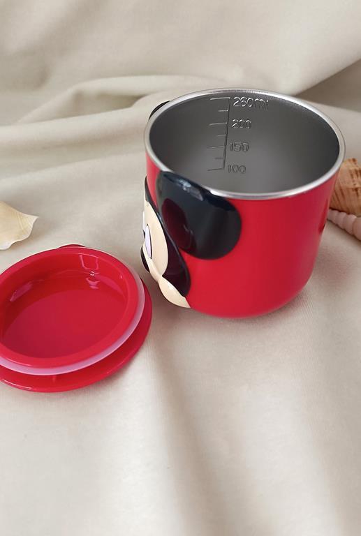 Kupa Kahve Çay Su Bardak Mickey Mouse Paslanmaz Çelik Dayanıklı Yalıtımlı 250 ml 3D Kapaklı  