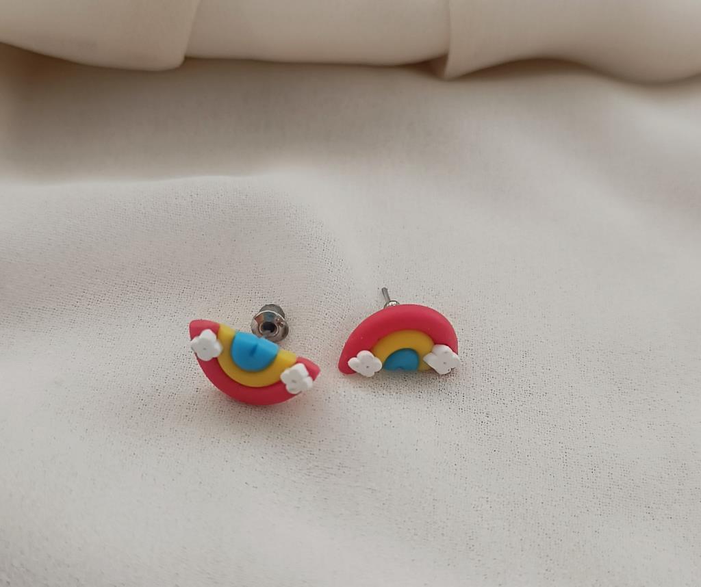 Küpe Gökkuşağı Minik Küpe Kadın Genç Kız Bebek küpesi Takı Aksesuar