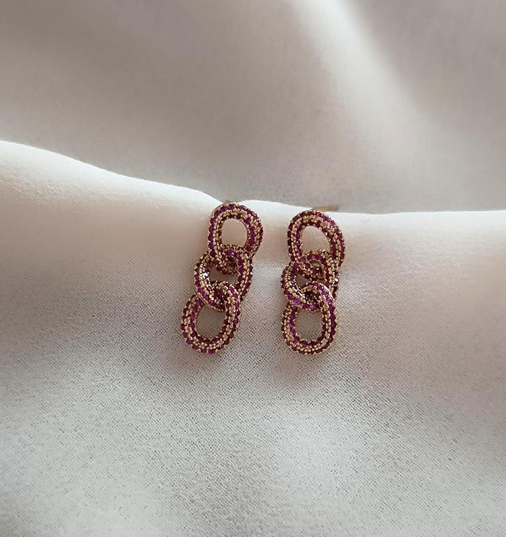 Küpe Kararmaz Çelik 316L Lüks Kadın Küpe Zincir Model Küpe