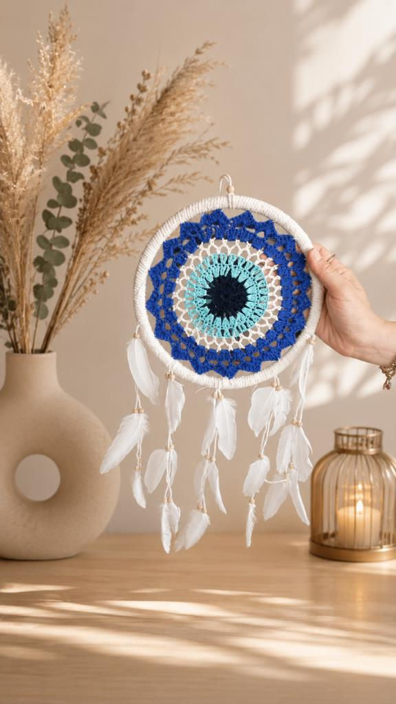 LED Işıklı Dream Catcher Düş Kapanı El Yapımı Bohem Duvar Süsü Renkli Mandala Dekor 22 Cm