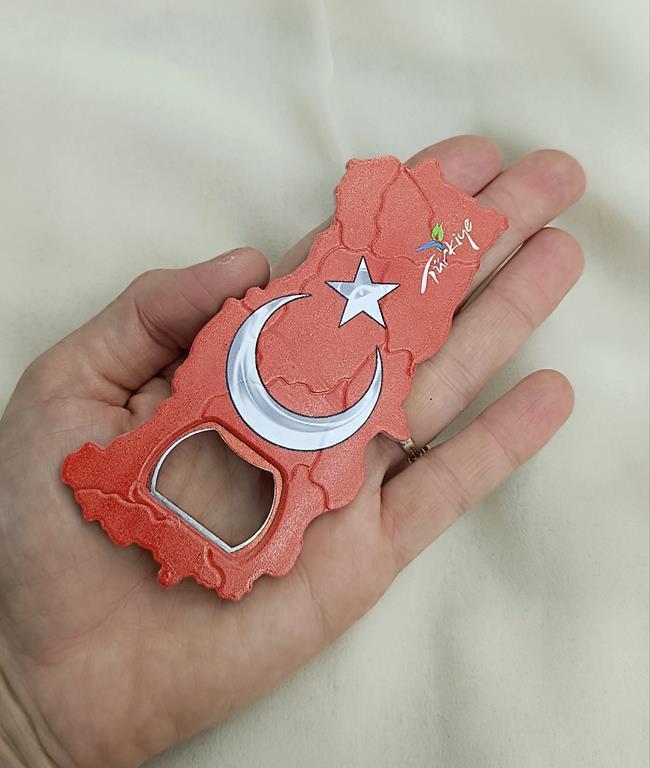 Magnet Açacak Gazoz Şişe Açacağı Mıknatıslı Buzdolabı Süsü Türk Bayrak Model 