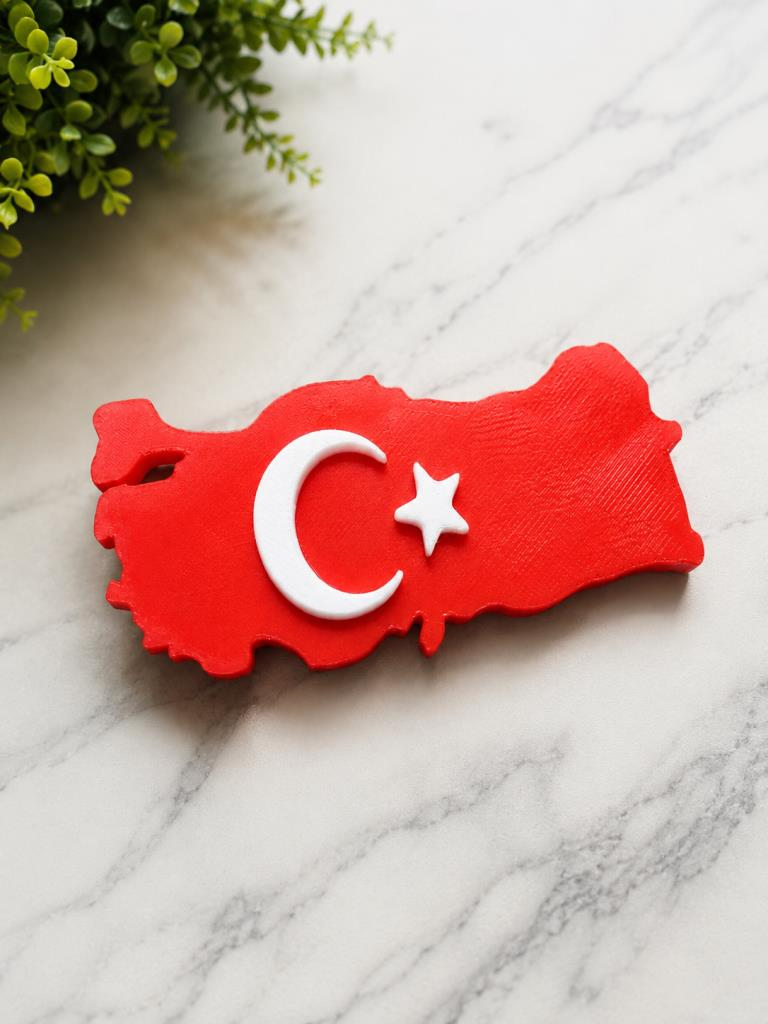 Magnet Buzdolabı Magneti Türkiye Haritası Türk Bayraklı Hediyelik Dekoratif 9 x 4,5 cm 