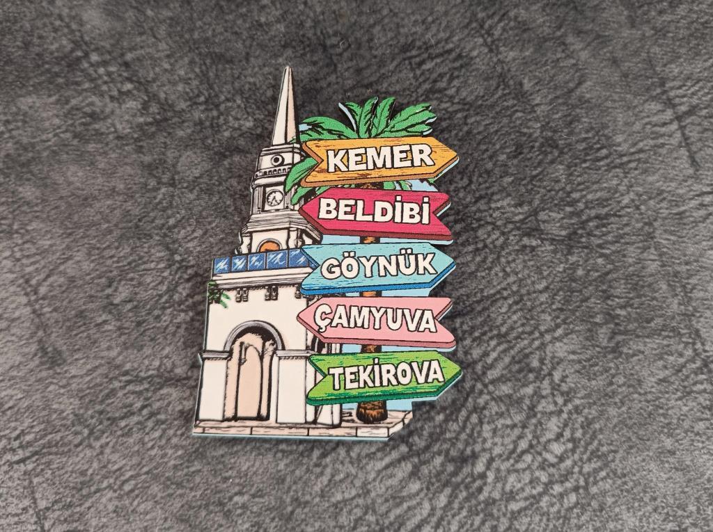 Magnet Çapa Gemi Dümen Kule Ağaç Saat Bayrak Buzdolabı Süsü Ahşap Magnet Mıknatıslı Hediyelik Eşya