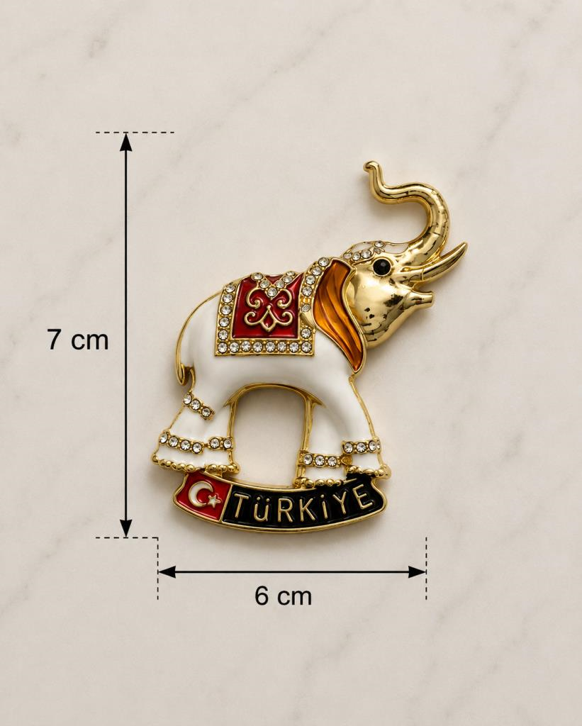 Magnet Fil Türkiye Temalı Taşlı Metal Buzdolabı Magneti 7x6 cm Dekoratif Hediyelik