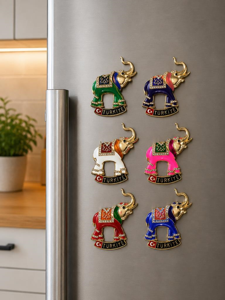 Magnet Fil Türkiye Temalı Taşlı Metal Buzdolabı Magneti 7x6 cm Dekoratif Hediyelik