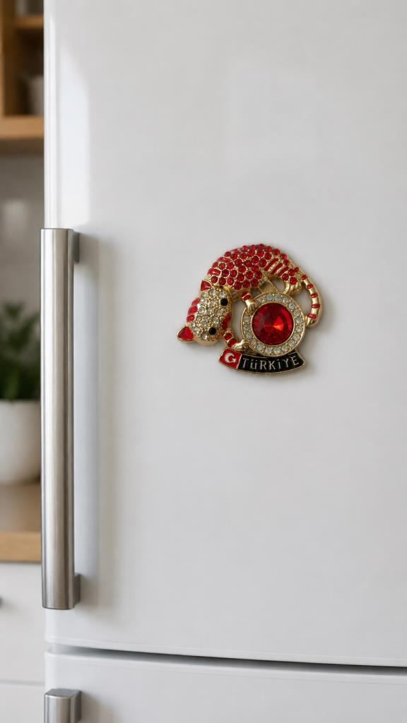 Magnet Kedi Figürlü Taşlı Türkiye Hatıra Buzdolabı Magneti – Dekoratif Hediyelik 6x5.5 cm