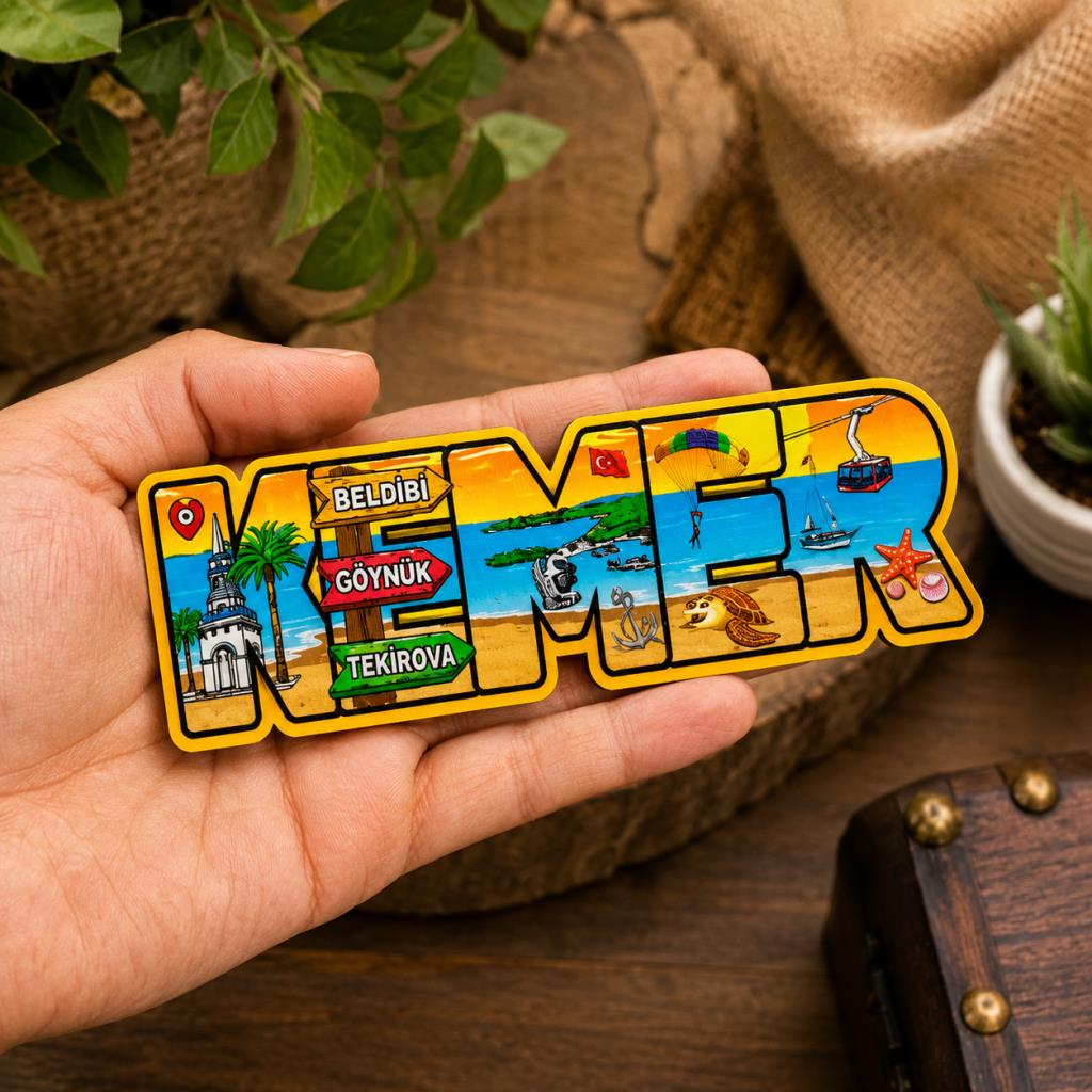 Magnet Kemer Ahşap Buzdolabı Süsü Hediyelik 13x4 cm