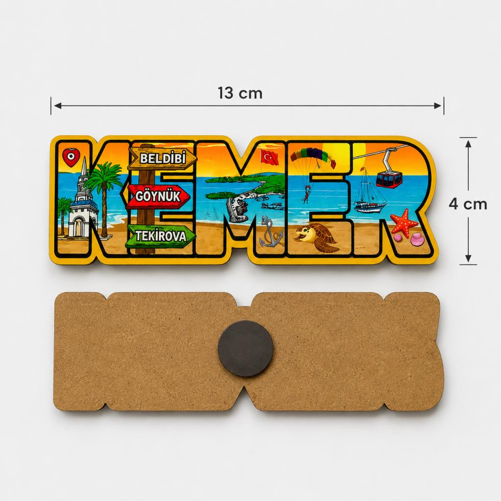 Magnet Kemer Ahşap Buzdolabı Süsü Hediyelik 13x4 cm