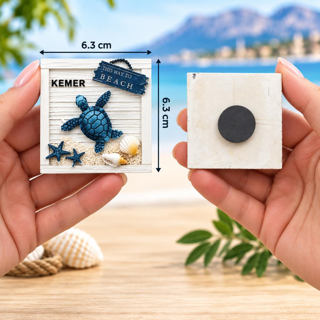 Magnet Kemer Buzdolabı Süsü Antalya Hatıra Magnet Kaplumbağa Temalı Turistik Hediyelik 