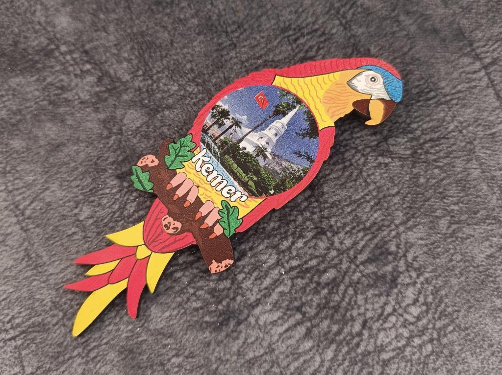 Magnet Papağan Kuş Hayvan Buzdolabı Süsü Ahşap Magnet Mıknatıslı Hediyelik Eşya