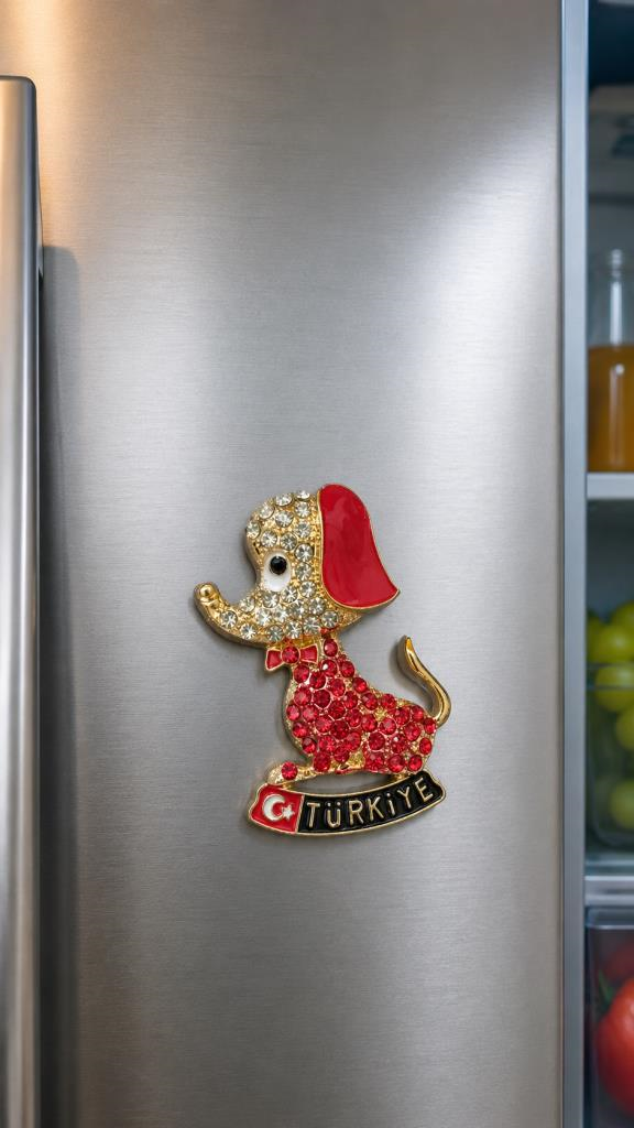 Magnet Taşlı Köpek Figürlü Buzdolabı Magneti – Dekoratif Hediyelik Türkiye Magneti