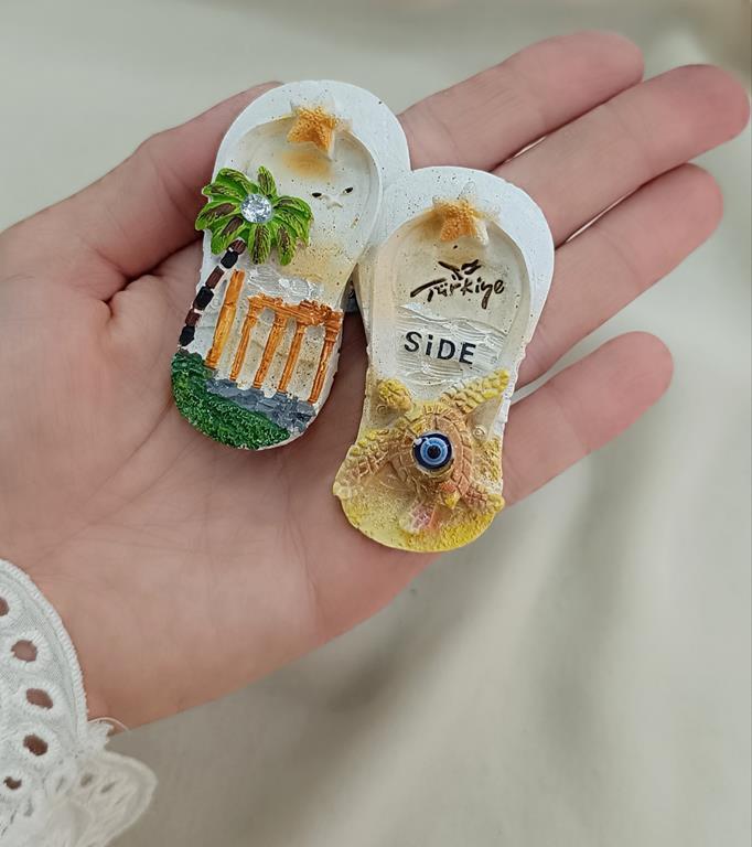 Magnet Terlik Taşlı Mıknatıslı Buzdolabı Süsü Nazar Göz Boncuklu Kaplumbağa Palmiye Agacı Türkiye Kemer Yazılı           