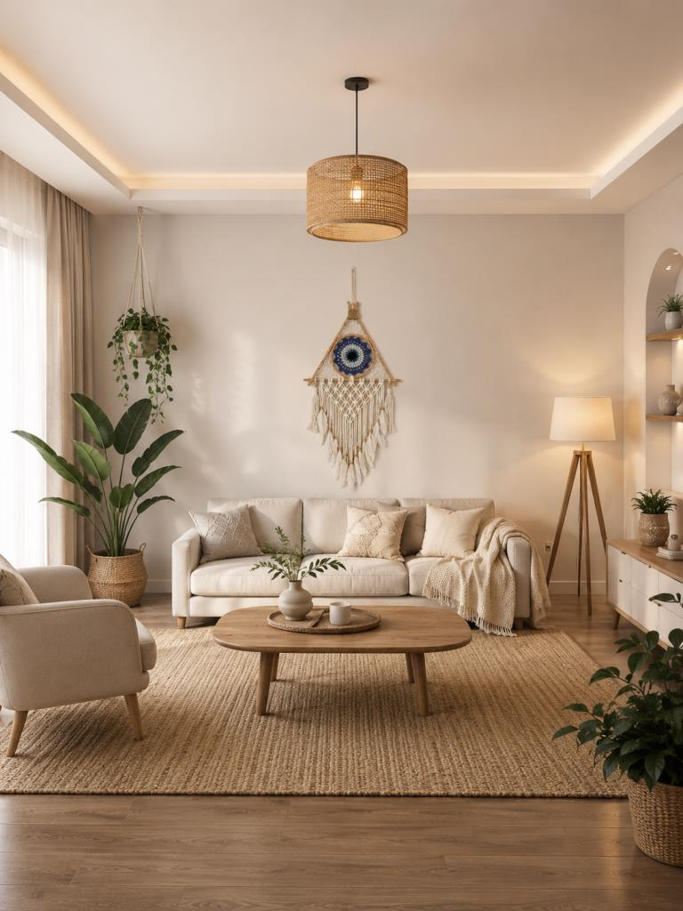 Makrome Bambu Düş Kapanı Bohem Duvar Süsü Dream Catcher El Yapımı Dekor 80x33 CM  