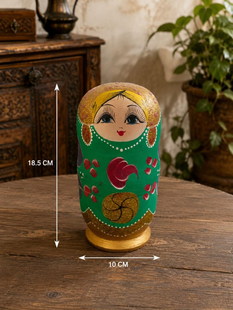 Matruşka Takı Kutusu Ahşap Dekoratif Biblo El Boyaması 18.5 cm 