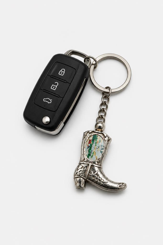 Metal Anahtarlık Araba Ev Ofis Anahtarı Çanta Aksesuarı Western Kovboy Çizme Figürlü 12 cm 