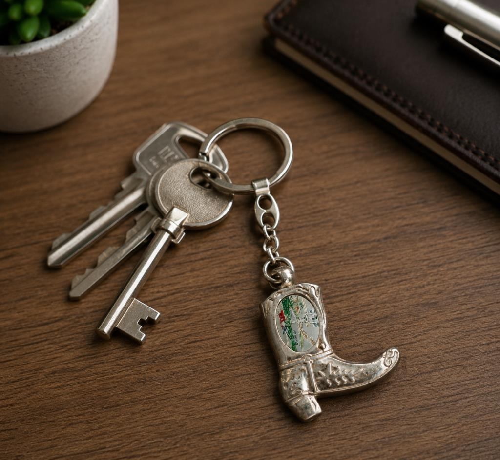 Metal Anahtarlık Araba Ev Ofis Anahtarı Çanta Aksesuarı Western Kovboy Çizme Figürlü 12 cm 