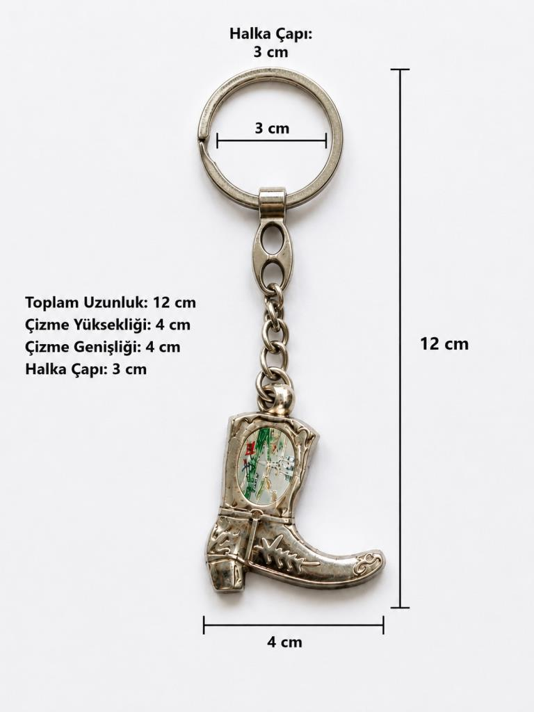 Metal Anahtarlık Araba Ev Ofis Anahtarı Çanta Aksesuarı Western Kovboy Çizme Figürlü 12 cm 