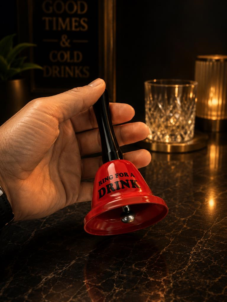 Metal El Çanı Servis Zili Dekoratif Masa Zili Ring For A Drink Kırmızı 13 cm