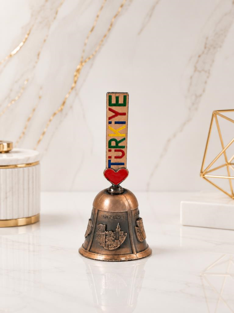 Metal El Çanı Servis Zili – Dekoratif Masa Zili Otel Kafe Resepsiyon Çağrı Çanı 10.5 cm