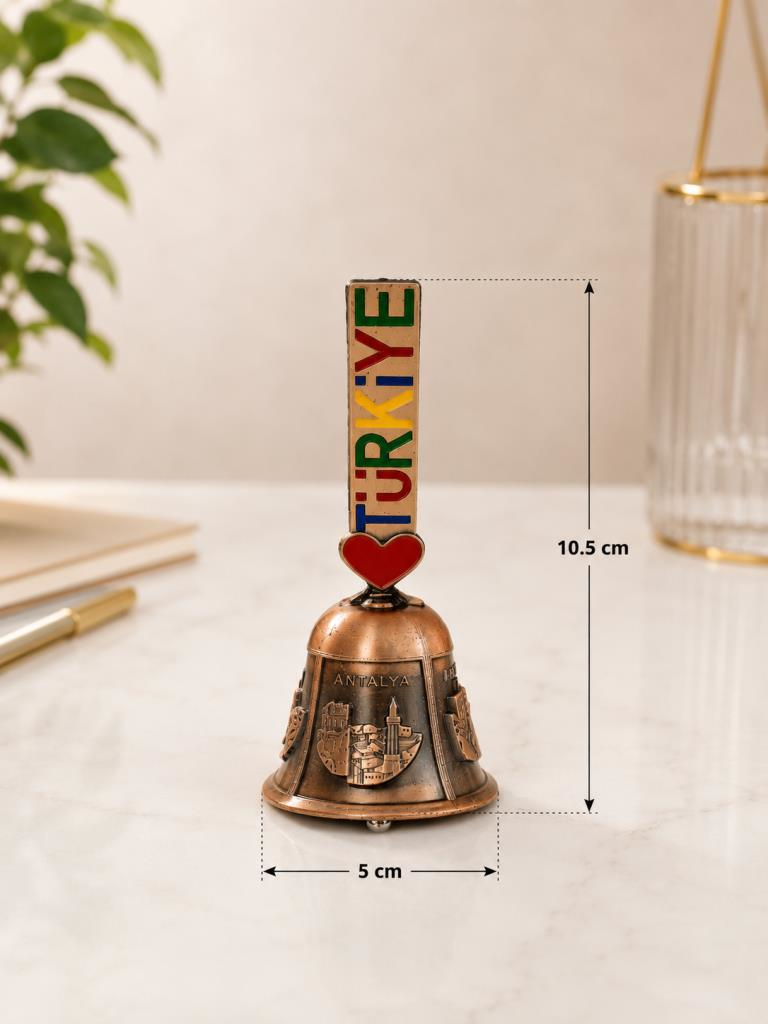 Metal El Çanı Servis Zili – Dekoratif Masa Zili Otel Kafe Resepsiyon Çağrı Çanı 10.5 cm