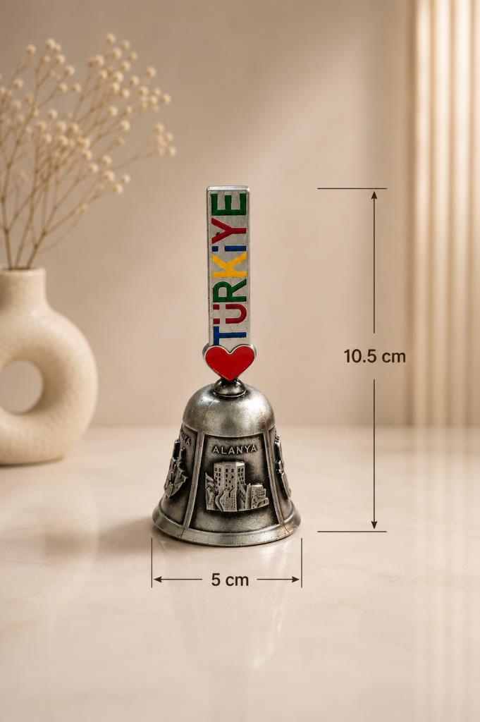 Metal Servis Çağrı Çanı – Dekoratif Masa Zili Otel Kafe Resepsiyon Çanı 10.5 cm