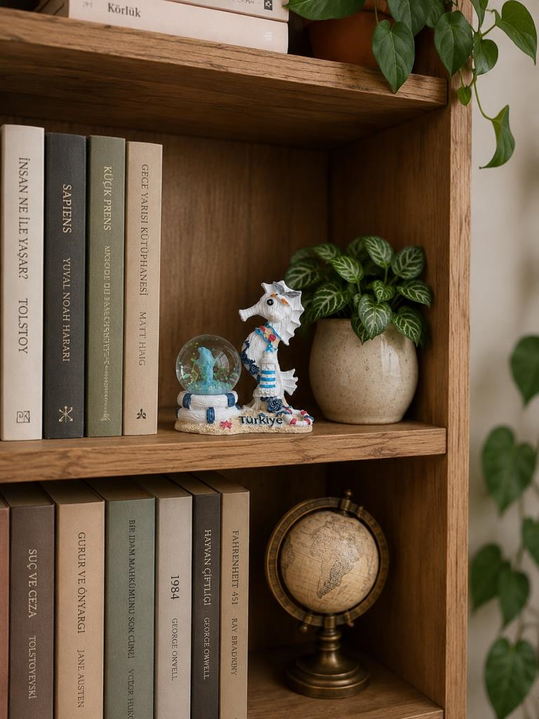 Mini Denizatı Kar Küresi Dekoratif Biblo – Deniz Temalı Masaüstü Süs