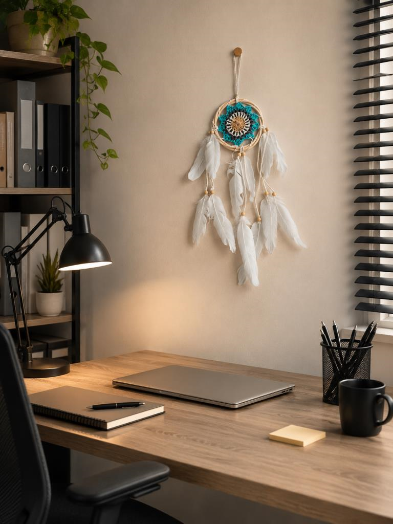 Mini Düş Kapanı Bambu Dream Catcher Bohem Duvar Süsü 9 cm Çap 40 cm Uzunluk El Yapımı Dekor 