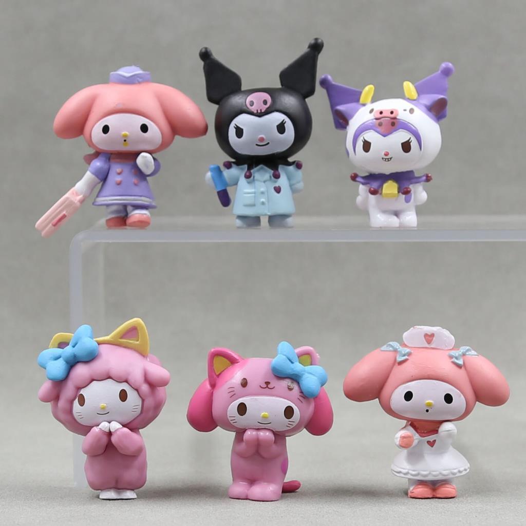 Mini Figür 6 lı Set Sanrio Kuromi My Melody Karakter Figür Oyuncak 