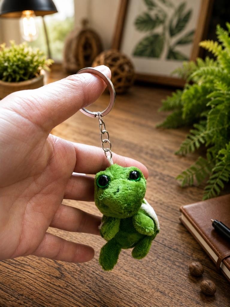 Mini Peluş Kaplumbağa Anahtarlık Yeşil Çanta Süsü Yumuşak Polyester Anahtarlık